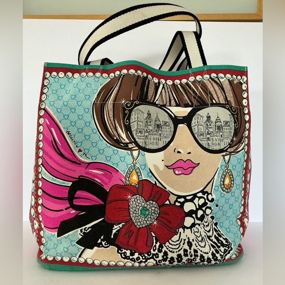 Brighton Blue and Pink Artistic Tote Bag - Picture 2 of 16